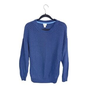 Stylus Navy Blue Crewneck Textured Knit Pullover Sweater Women's Size XL‎